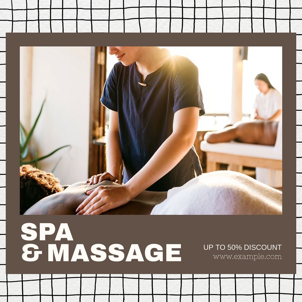 Spa & massage Instagram post template, editable text