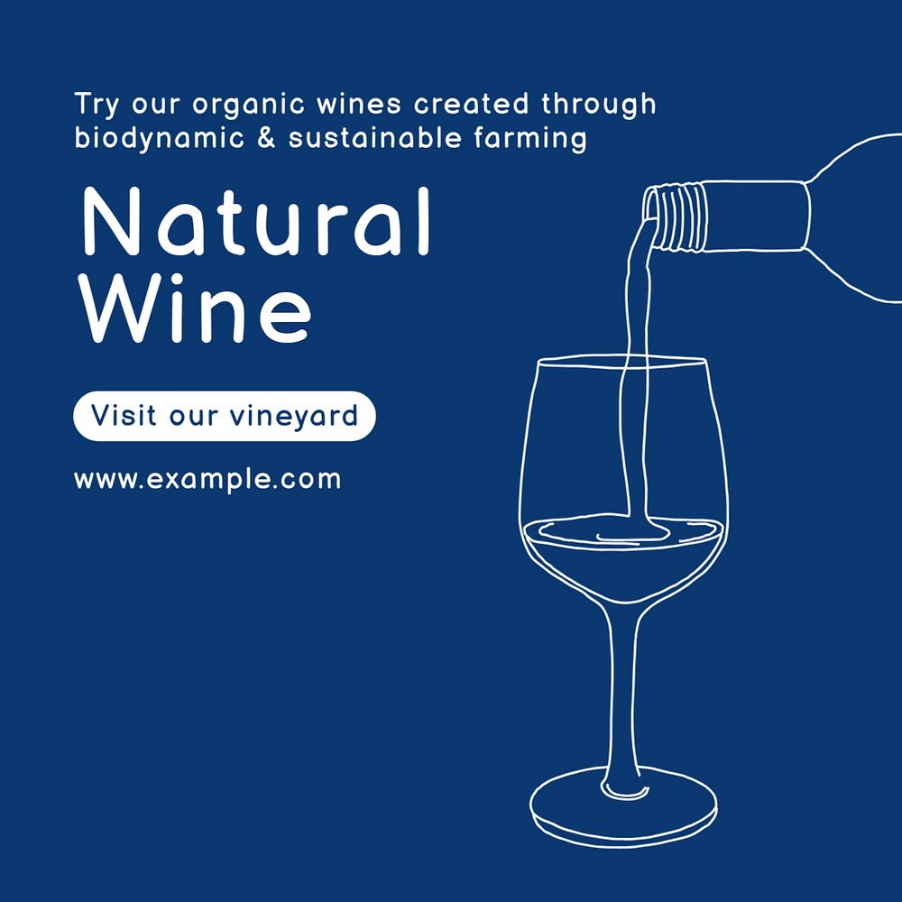Natural wine Instagram post template, editable text