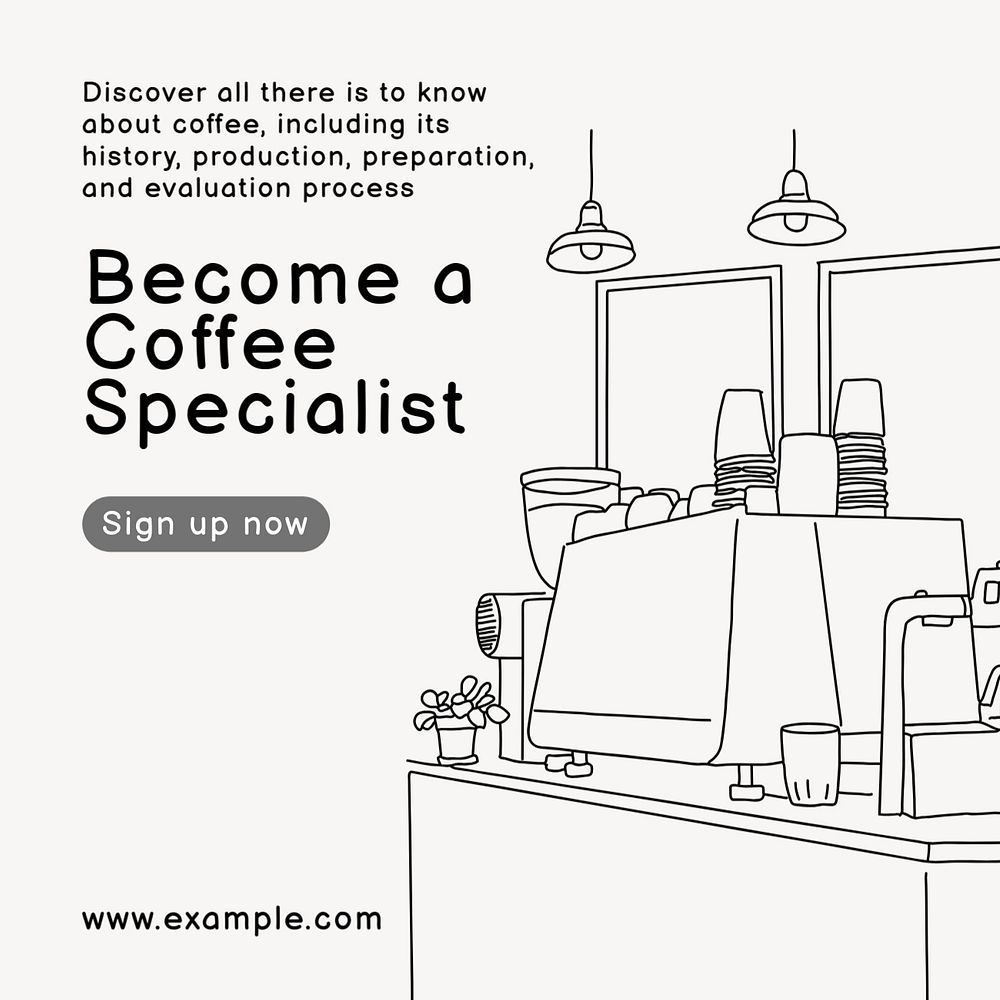 Coffee specialist Instagram post template, editable text