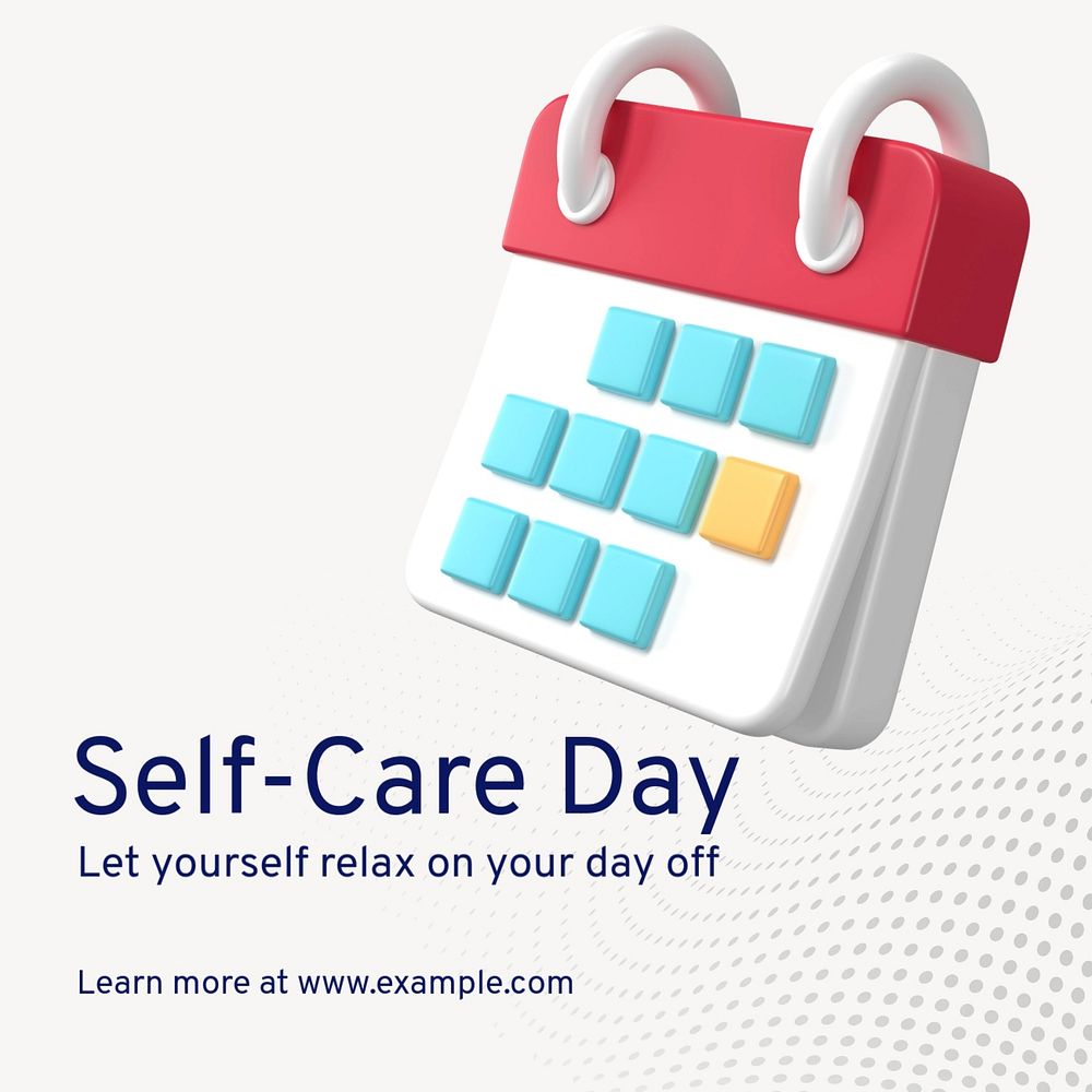 Self-care day Instagram post template, editable text