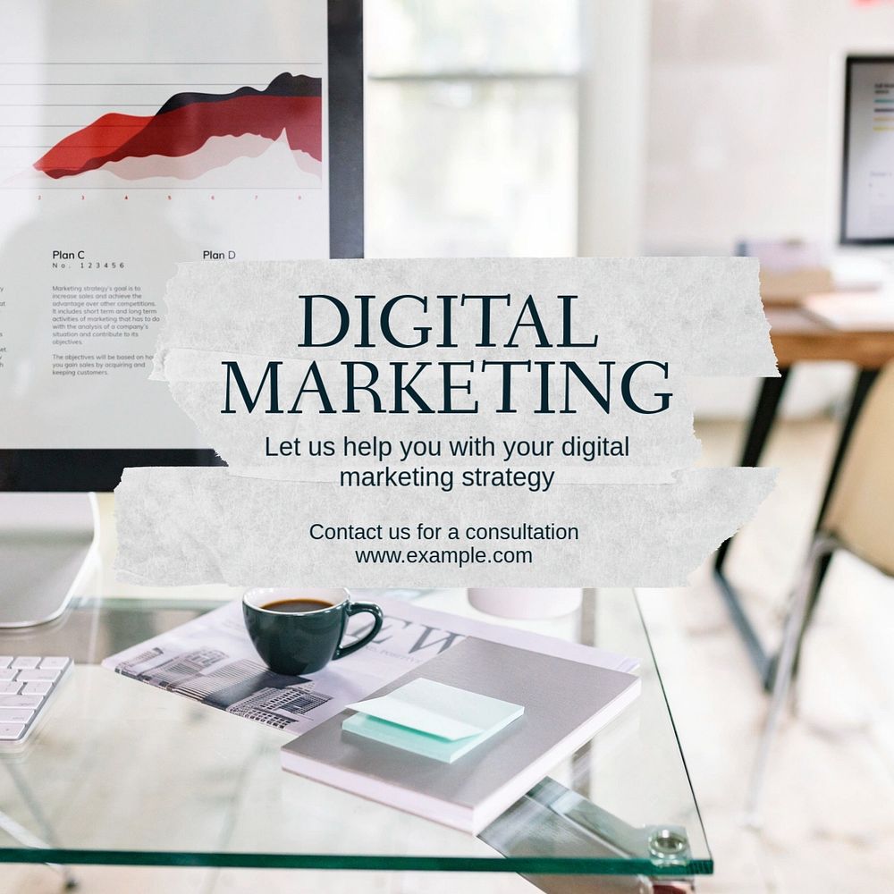 Digital marketing Instagram post template, editable text