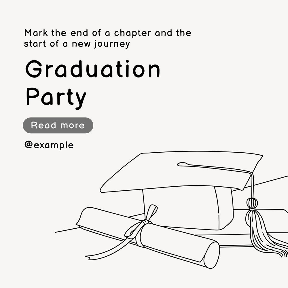 Gradiation party Instagram post template, editable text