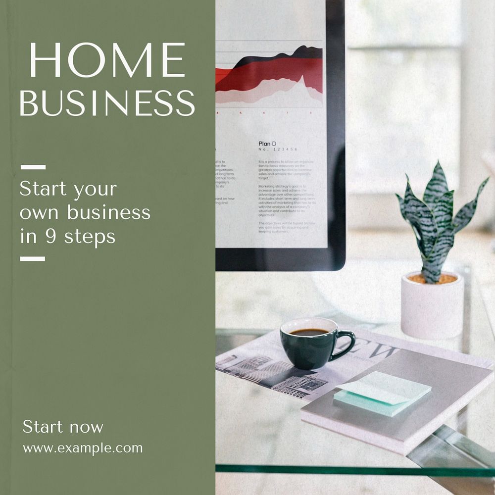 Home business Instagram post template, editable text