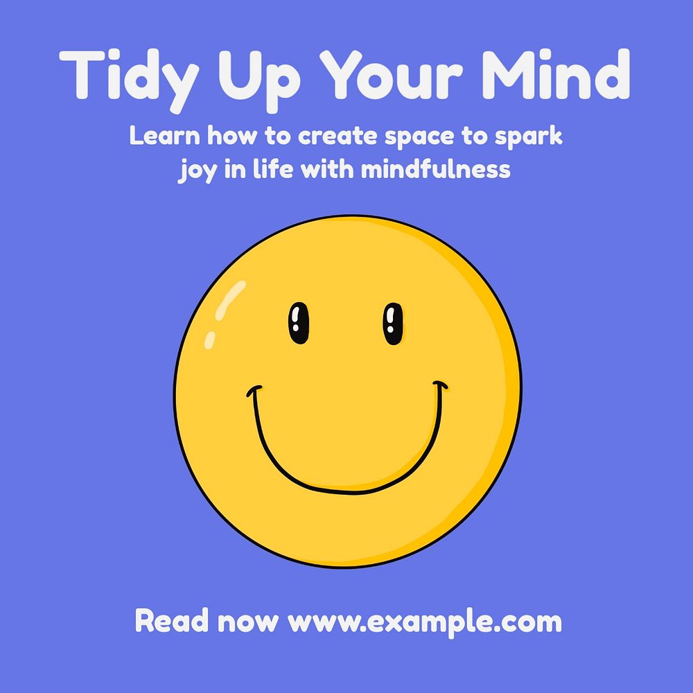 Tidy up your mind Instagram post template, editable text