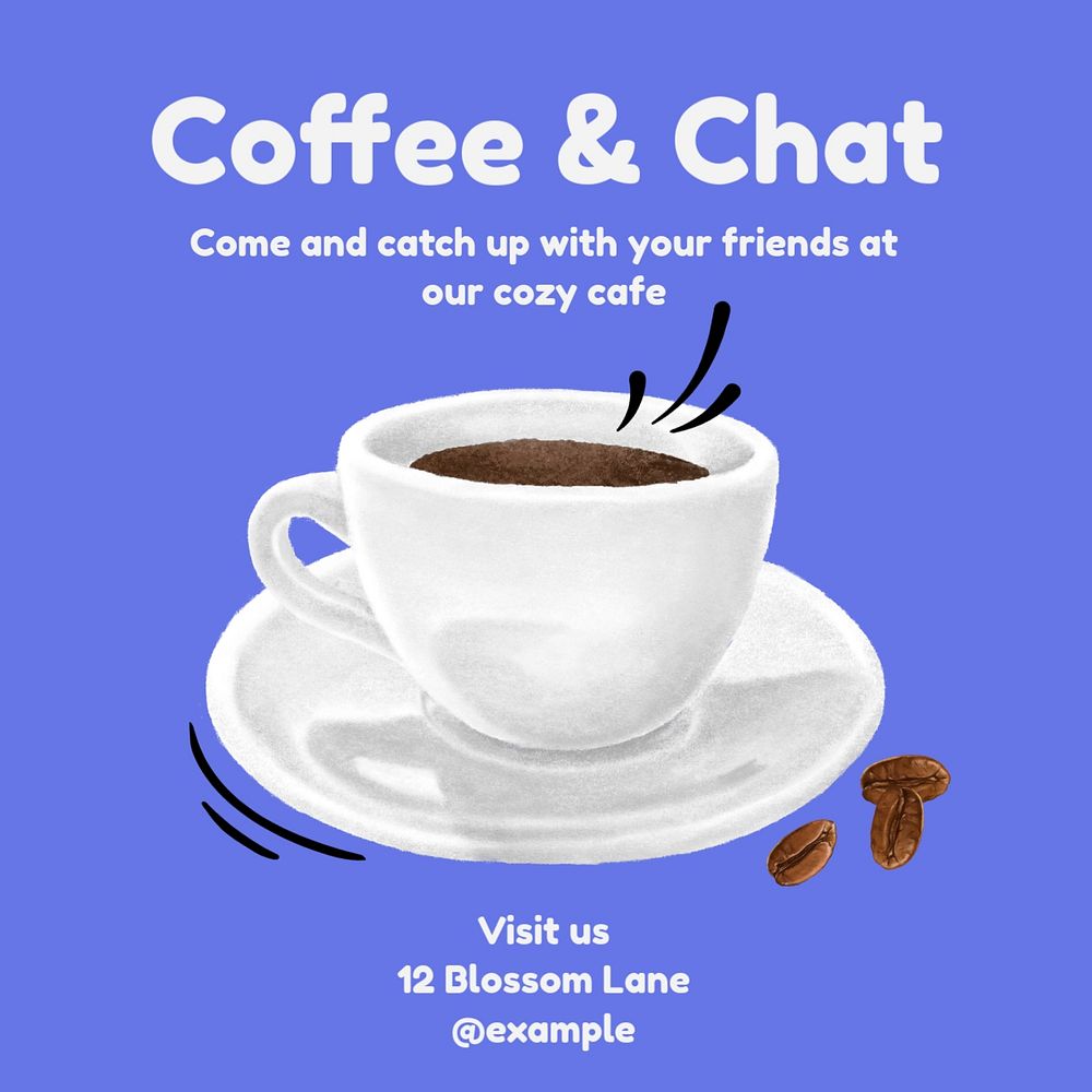 Coffee & chat Instagram post template, editable text