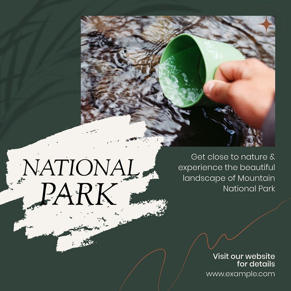 National park Instagram post template, editable text