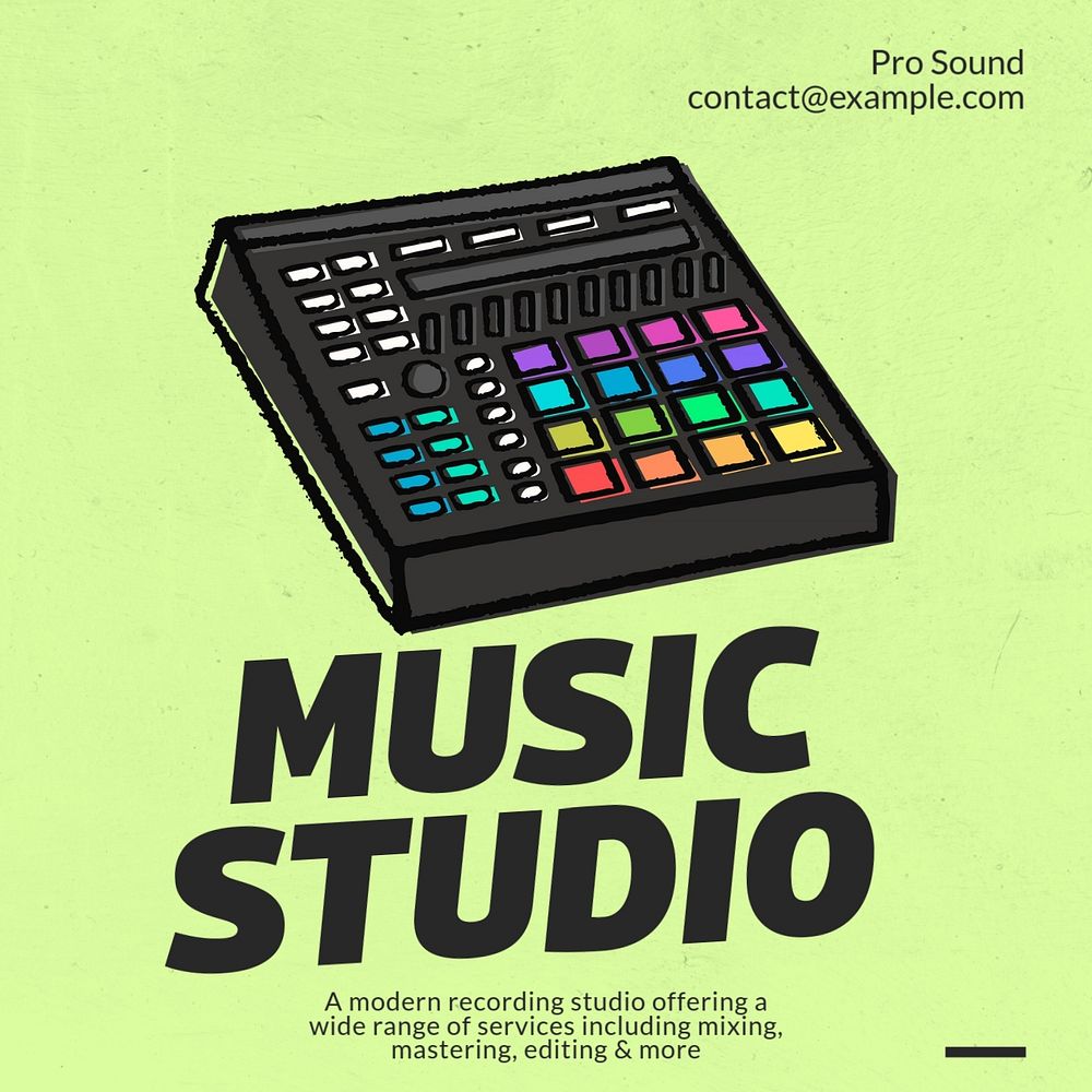 Music recording studio Instagram post template, editable text