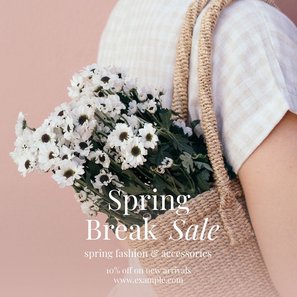 Spring break sale  Instagram post template, editable text