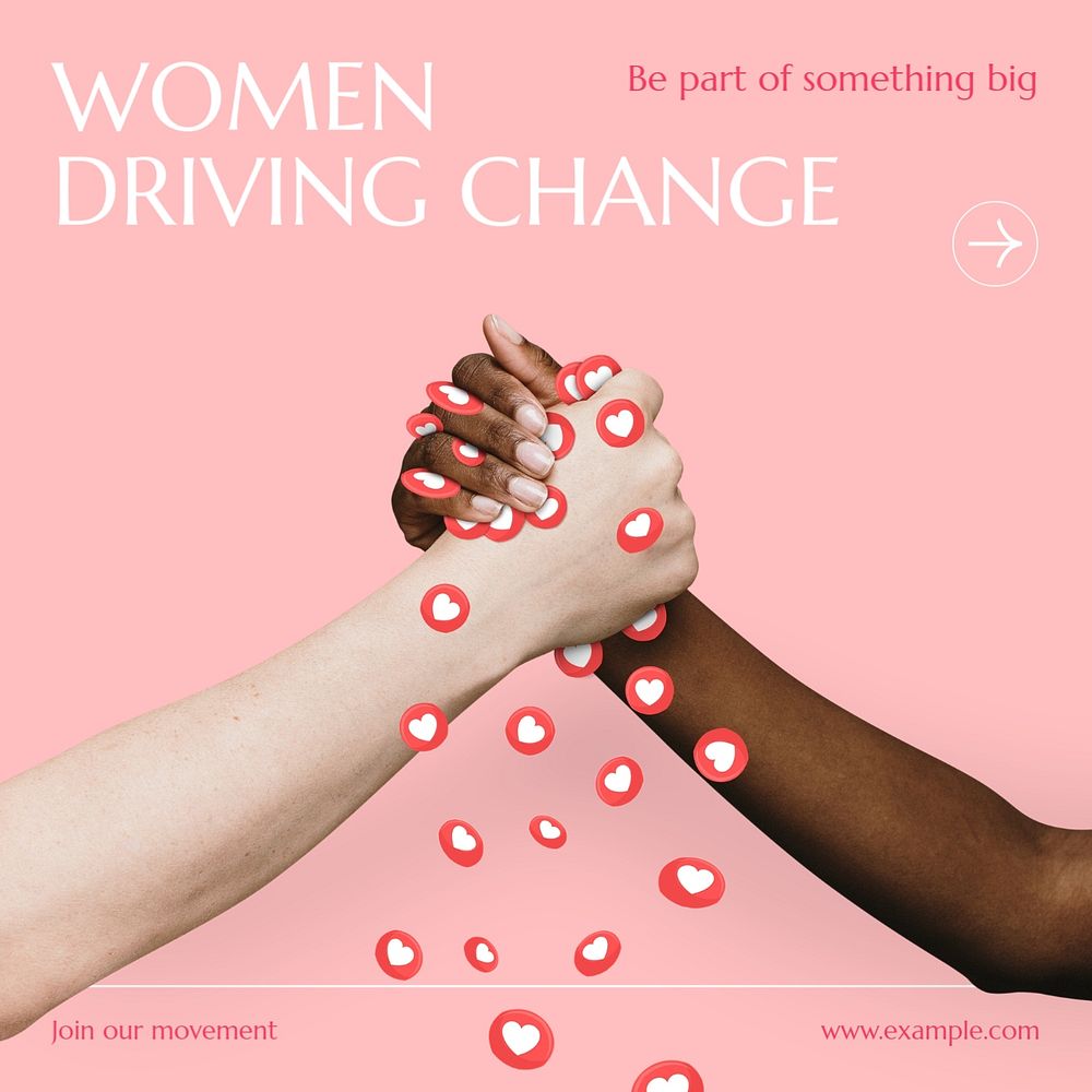 Women driving change Instagram post template, editable text