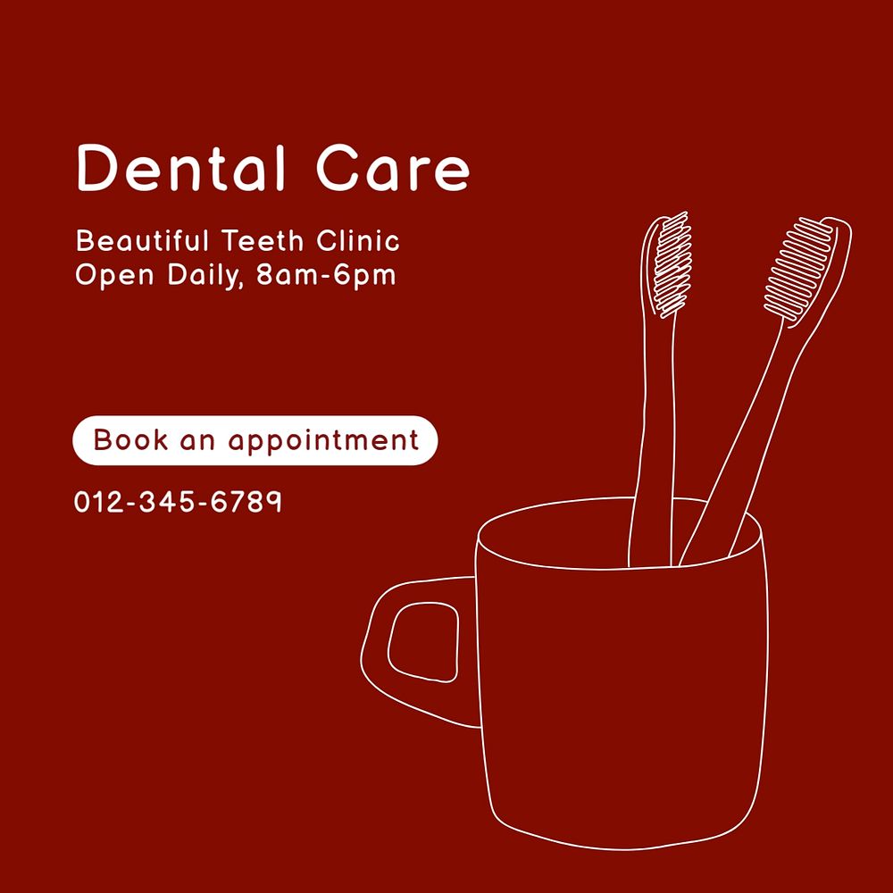 Dental care Instagram post template, editable text