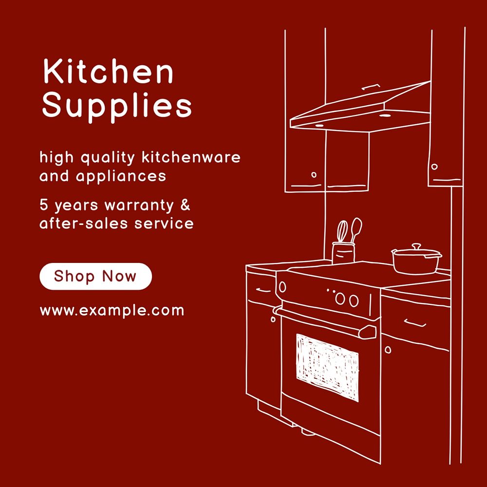 Kitchen supplies Instagram post template, editable text