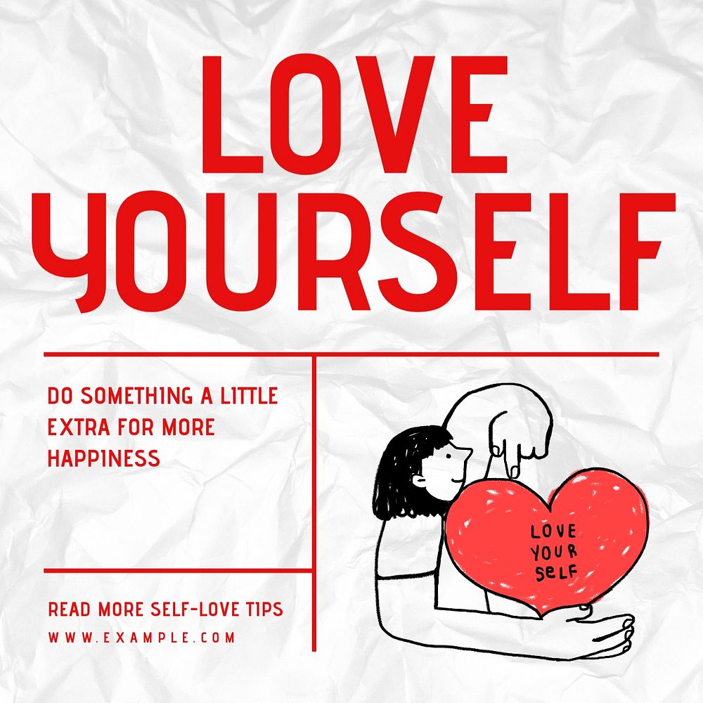 Love yourself Instagram post template, editable text