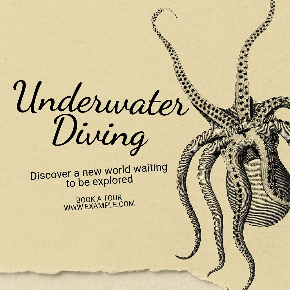 Underwater diving Instagram post template, editable text