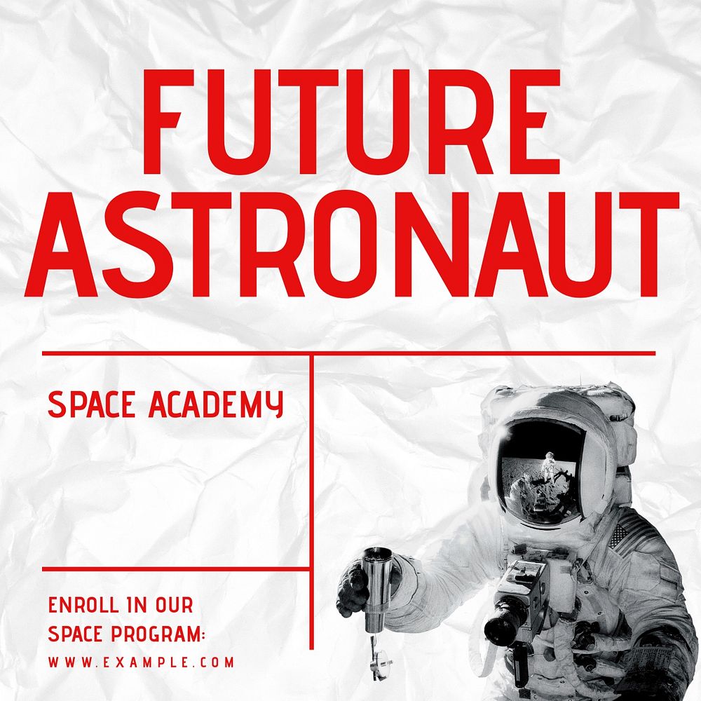 Future astronaut Instagram post template, editable text