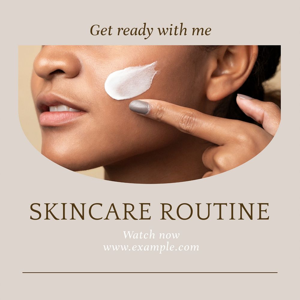 Skincare routine Instagram post template, editable text