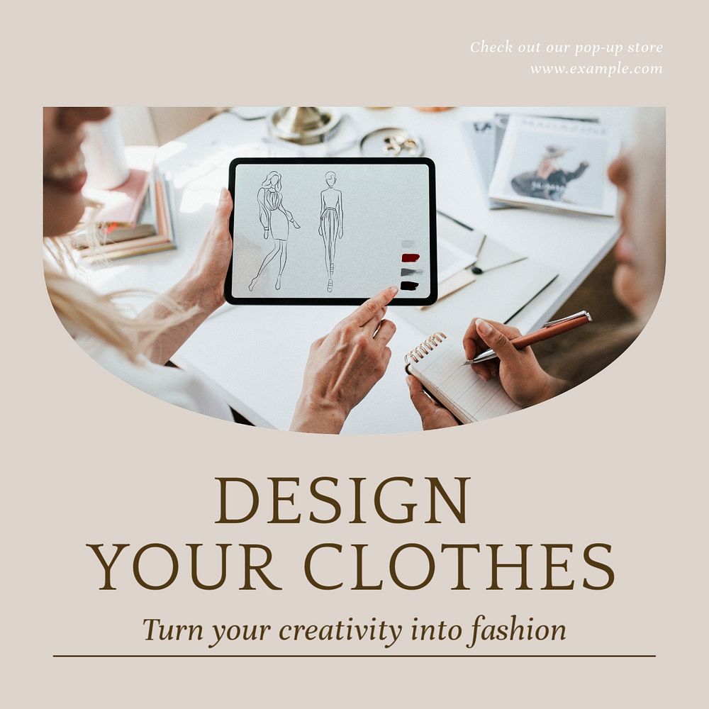 Clothes design Instagram post template, editable text