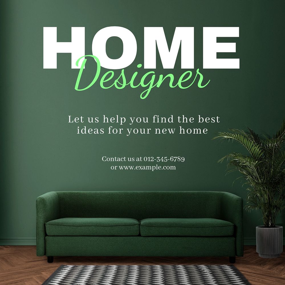 Home designer  Instagram post template, editable text