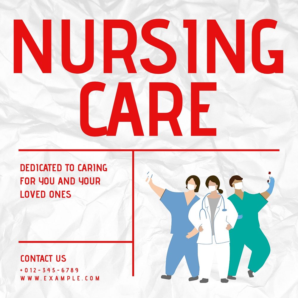 Nursing care Instagram post template, editable text