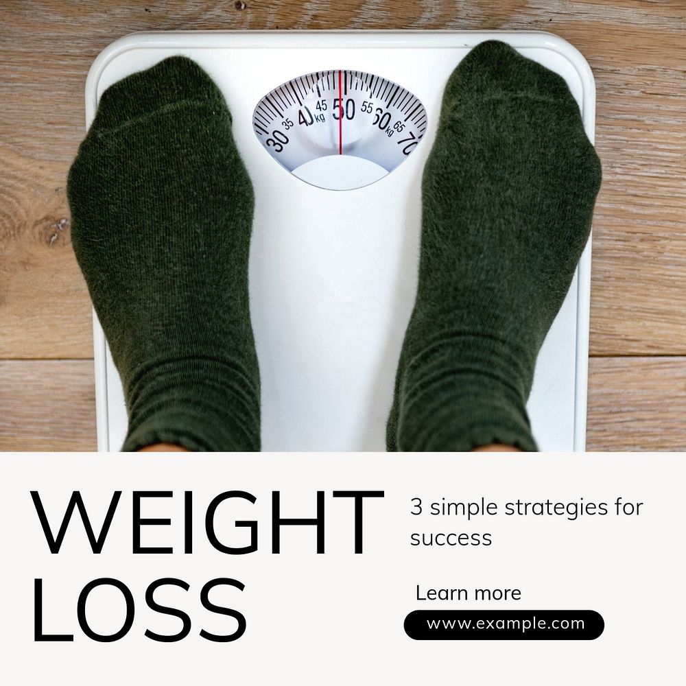 Weight loss Instagram post template, editable text