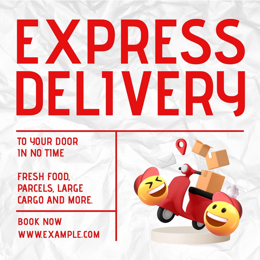 Express delivery Instagram post template, editable text