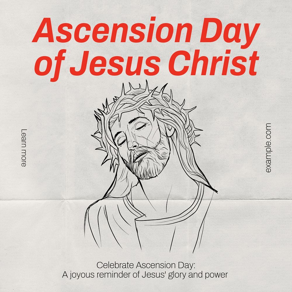 Ascension day Instagram post template, editable text