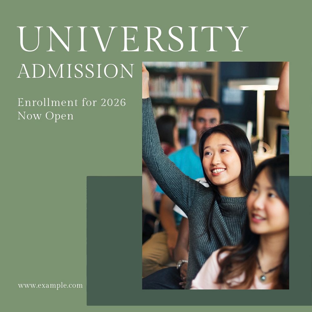 University admission Instagram post template, editable text