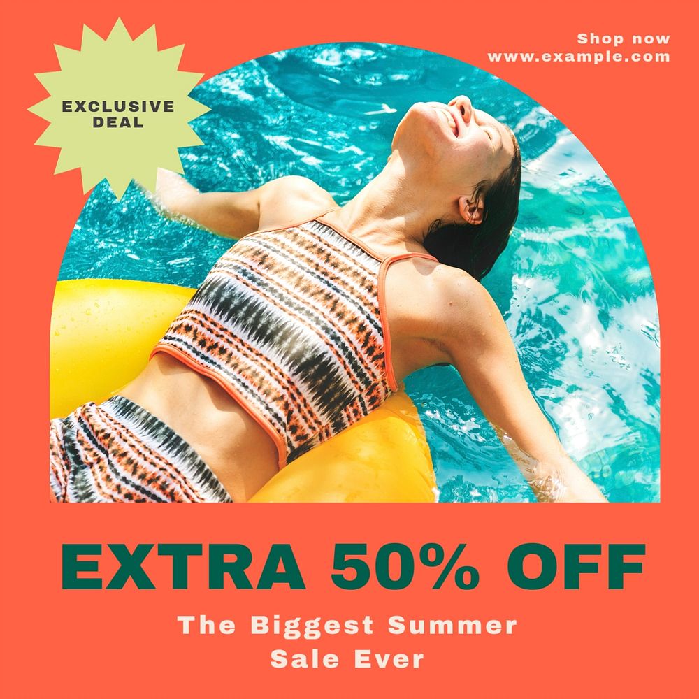 Summer sale Instagram post template, editable text