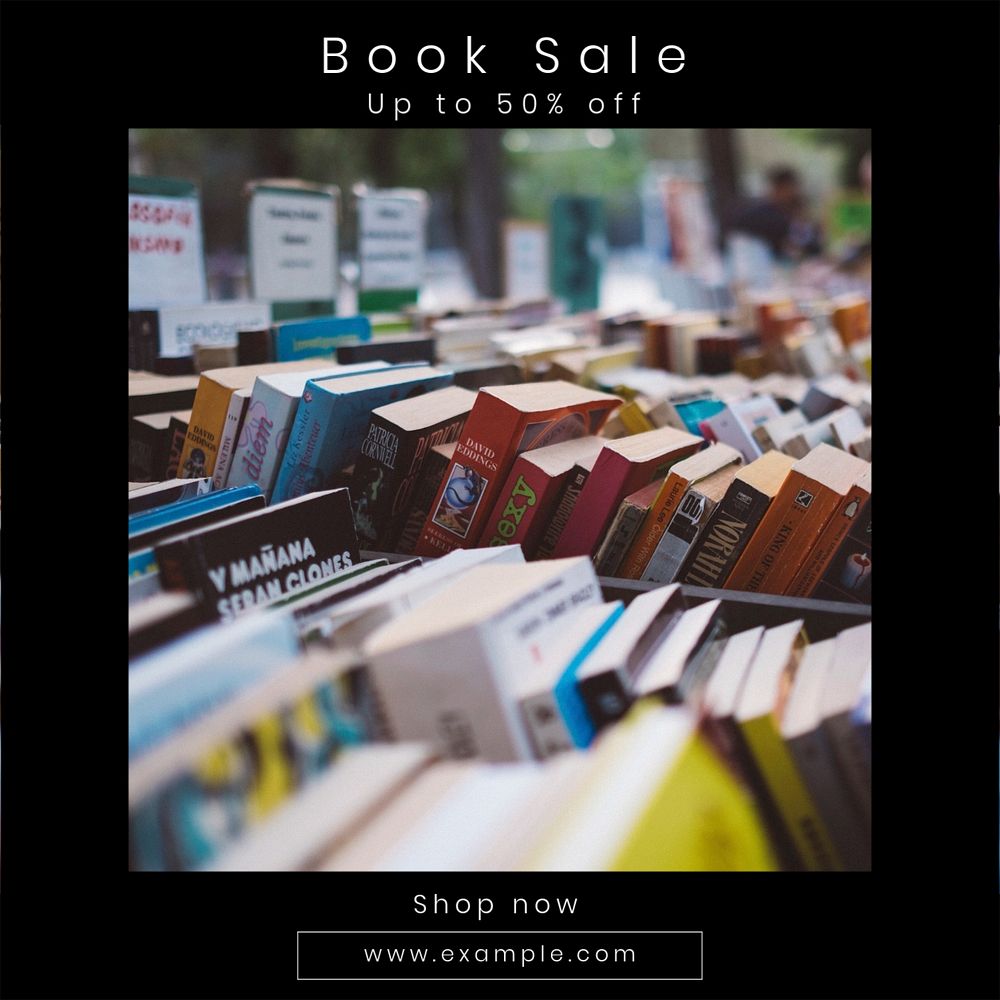 Book sale Instagram post template, editable text