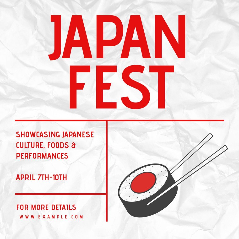 Japan festival Instagram post template, editable text