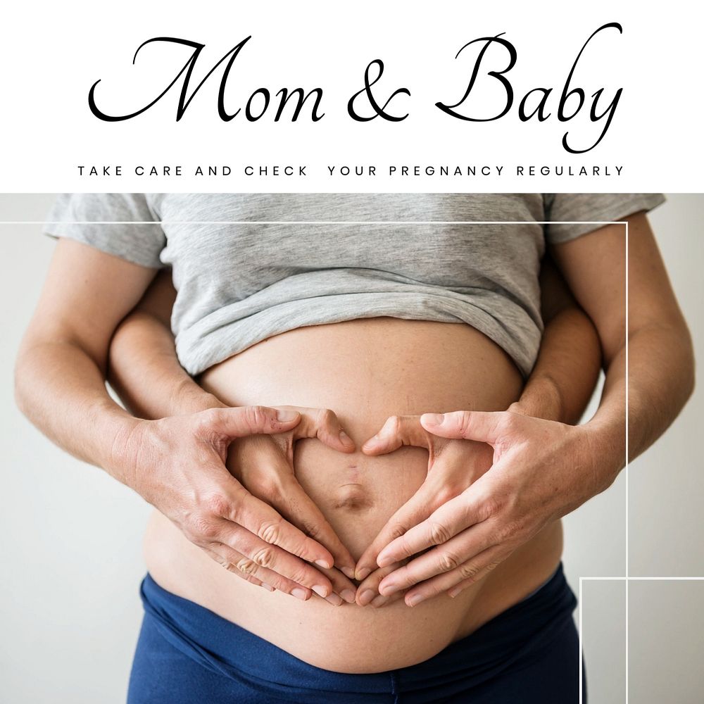 Pregnancy Instagram post template, editable text
