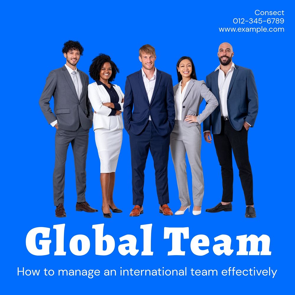 Global team Instagram post template, editable text