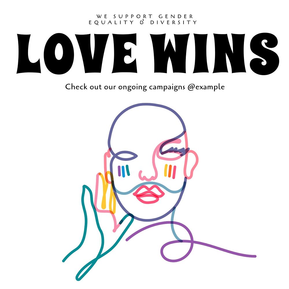 Love wins Instagram post template, editable text