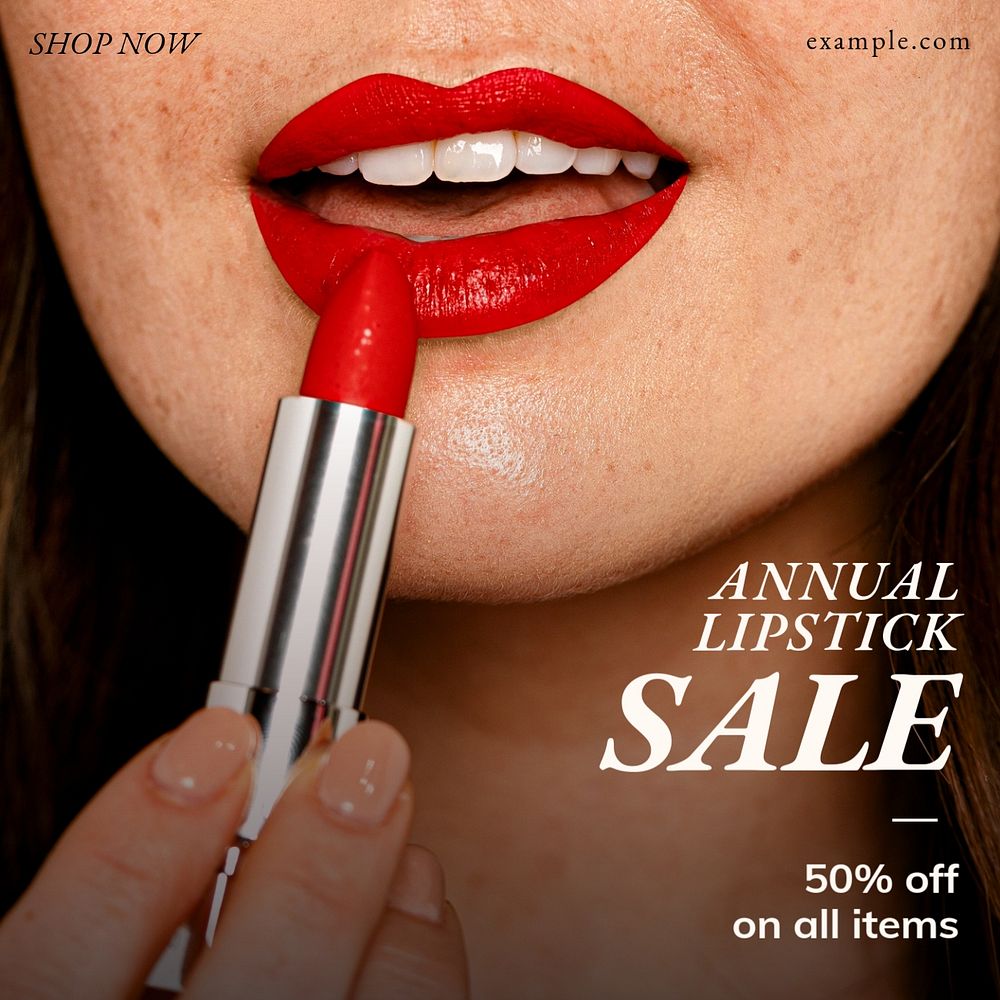 Annual lipstick sale Instagram post template, editable text