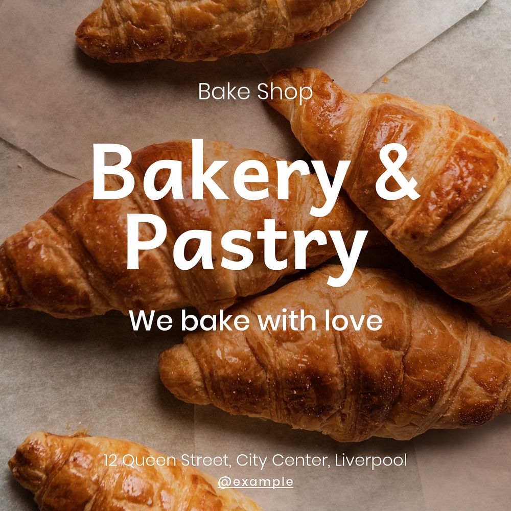 Bakery & pastry Instagram post template, editable text