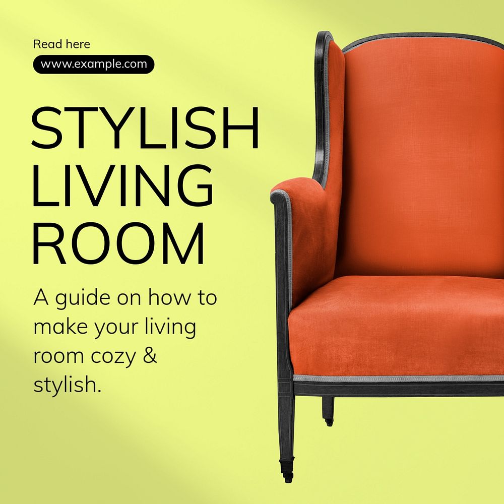 Stylish living room Instagram post template, editable text