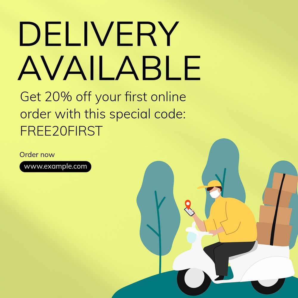 Delivery available Instagram post template, editable text