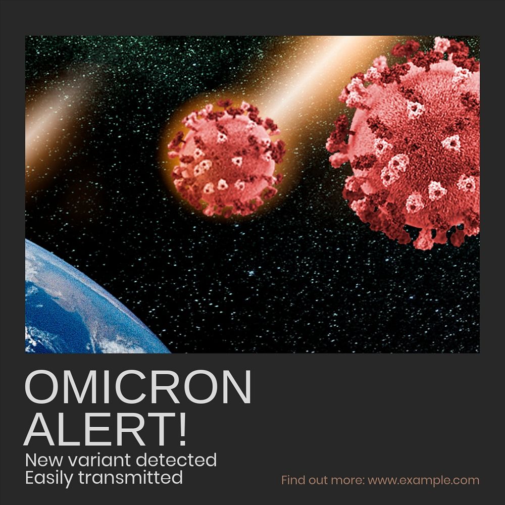 Omicron alert Instagram post template, editable text