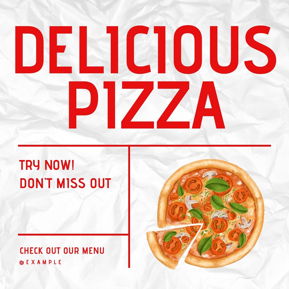 Pizza & restaurant Instagram post template, editable text