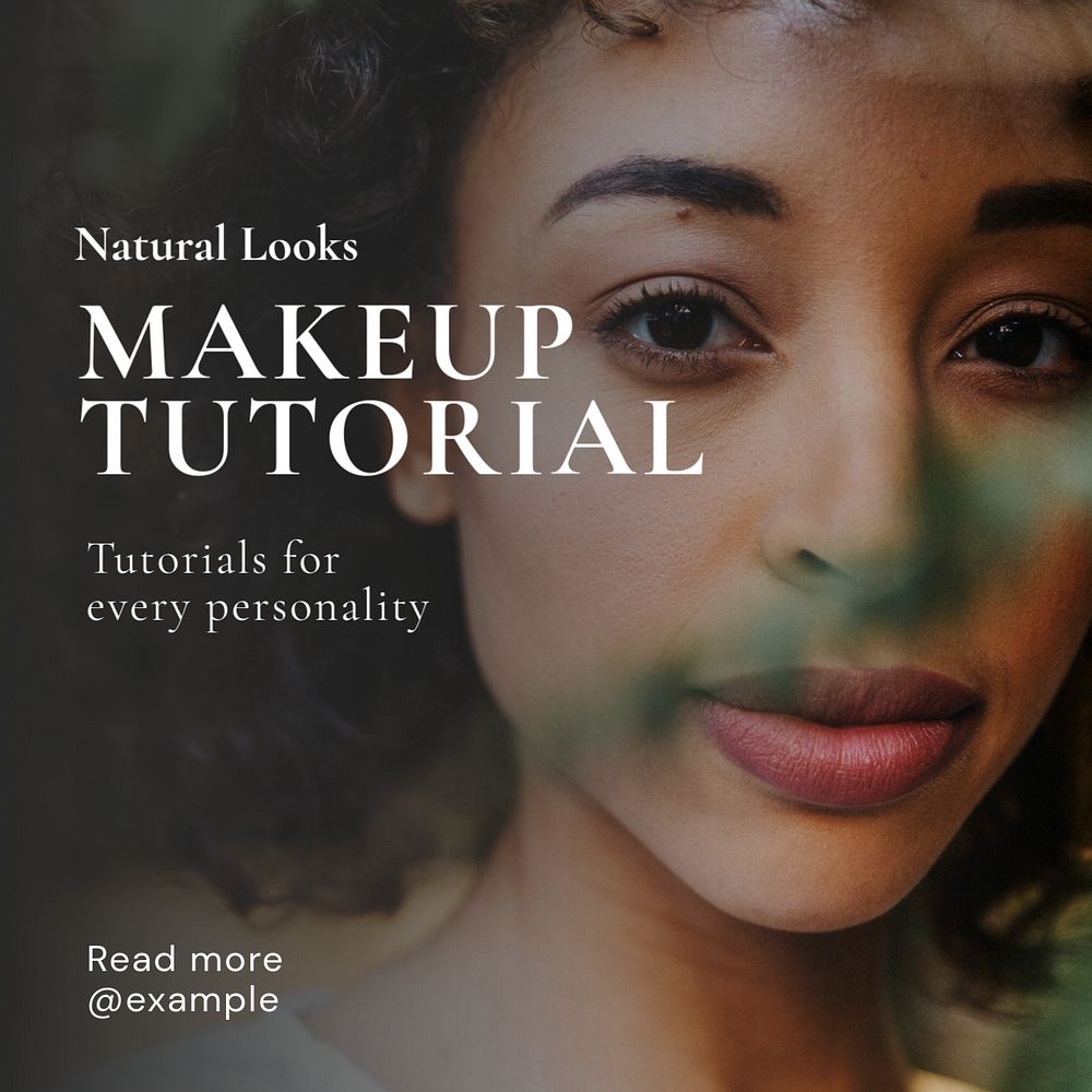 Makeup tutorial Instagram post template, editable text