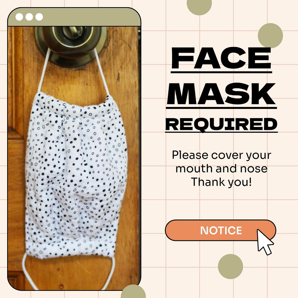 Face mask Instagram post template, editable text