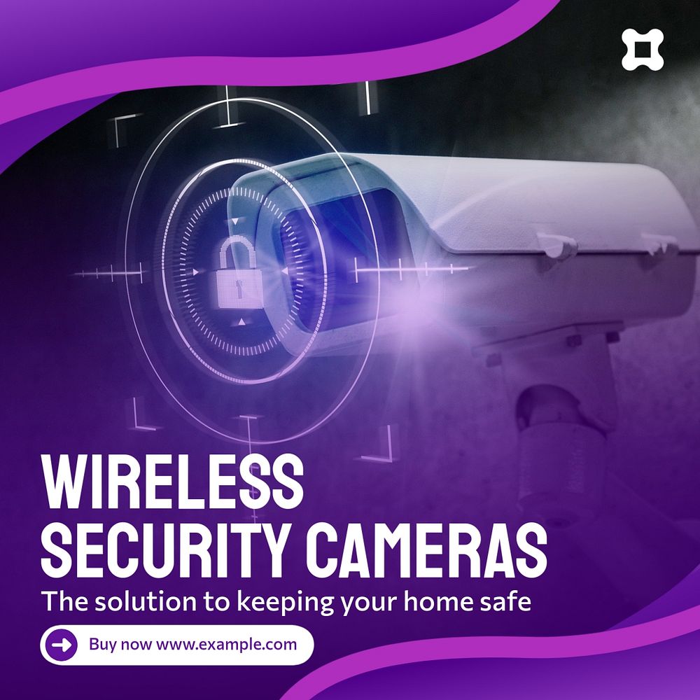 Security cameras Instagram post template, editable text