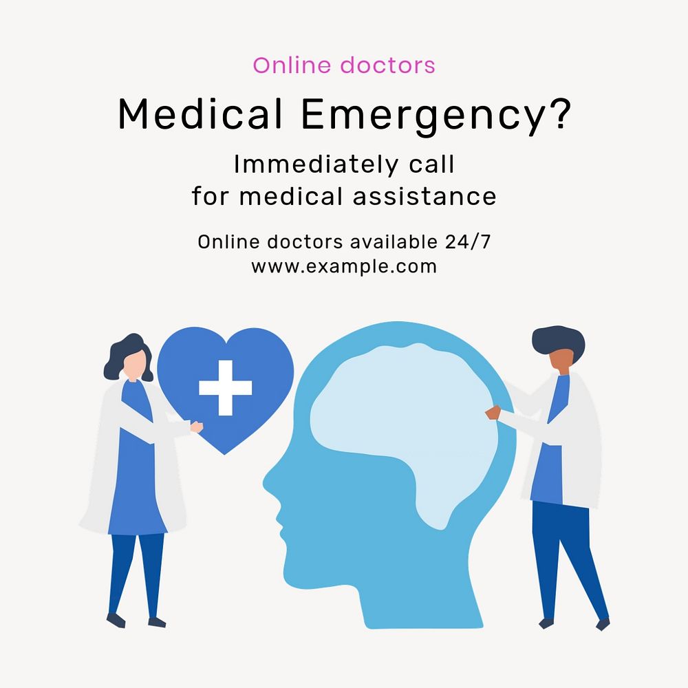 Medical emergency Instagram post template, editable text