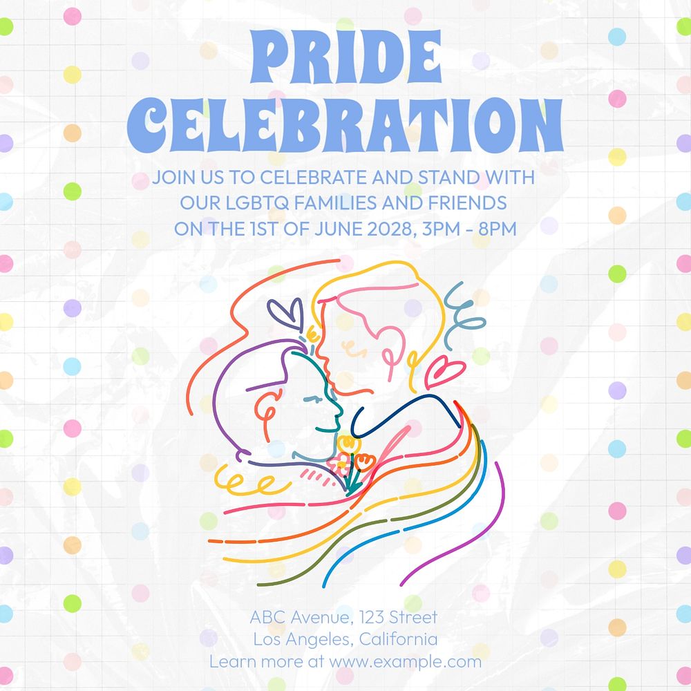 Pride month celebration  Instagram post template, editable text