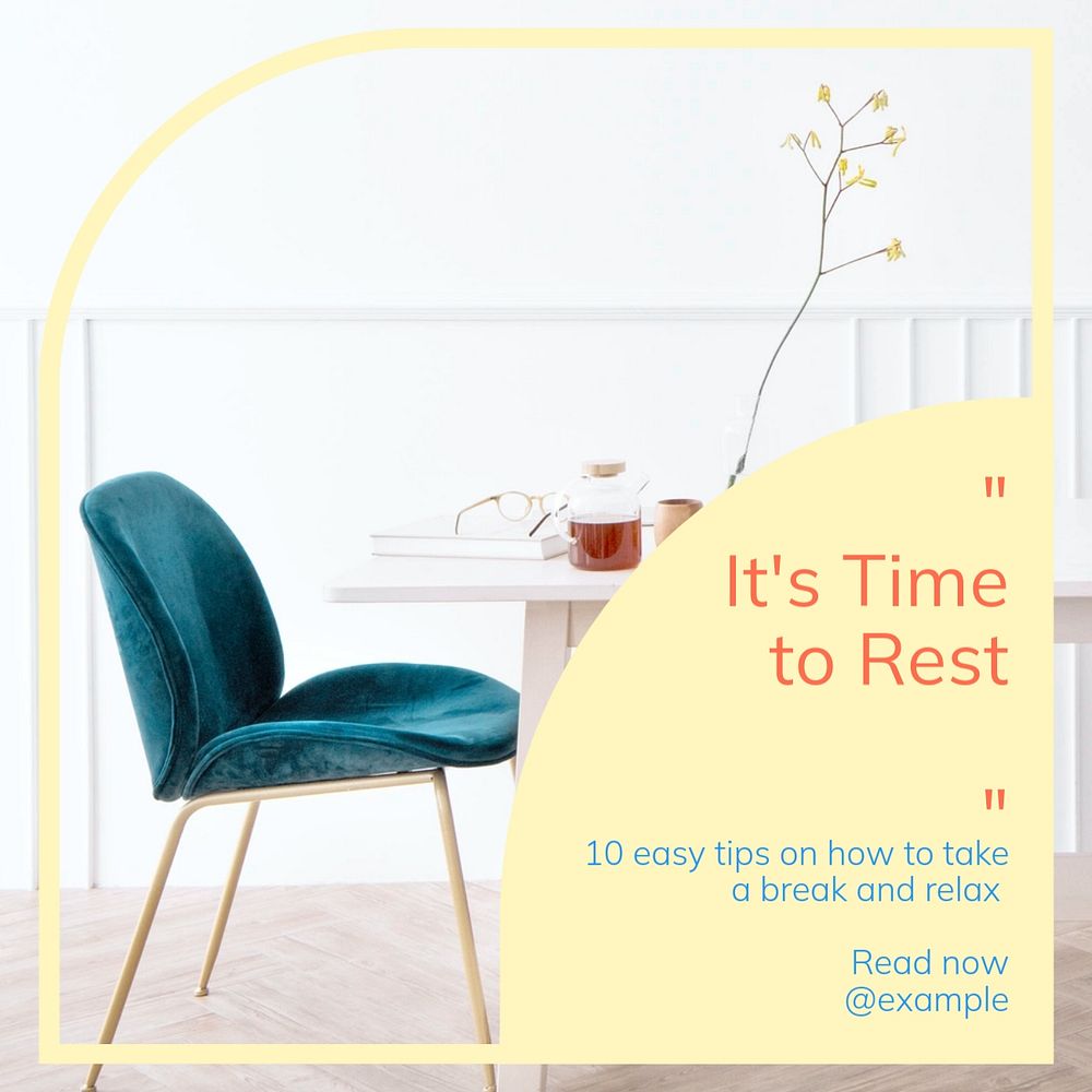 Rest & relax Instagram post template, editable text