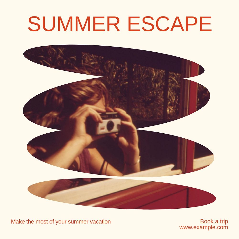 Summer escape Instagram post template, editable text