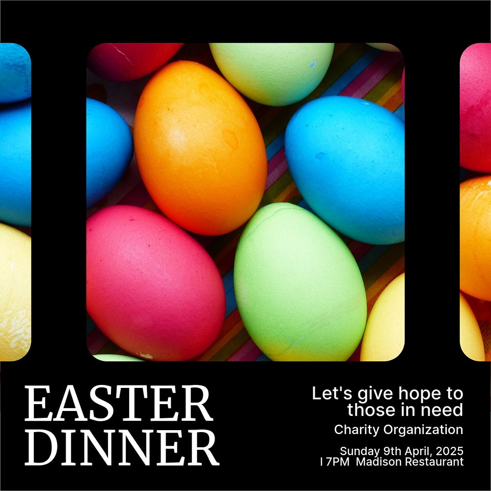 Easter dinner Instagram post template, editable text