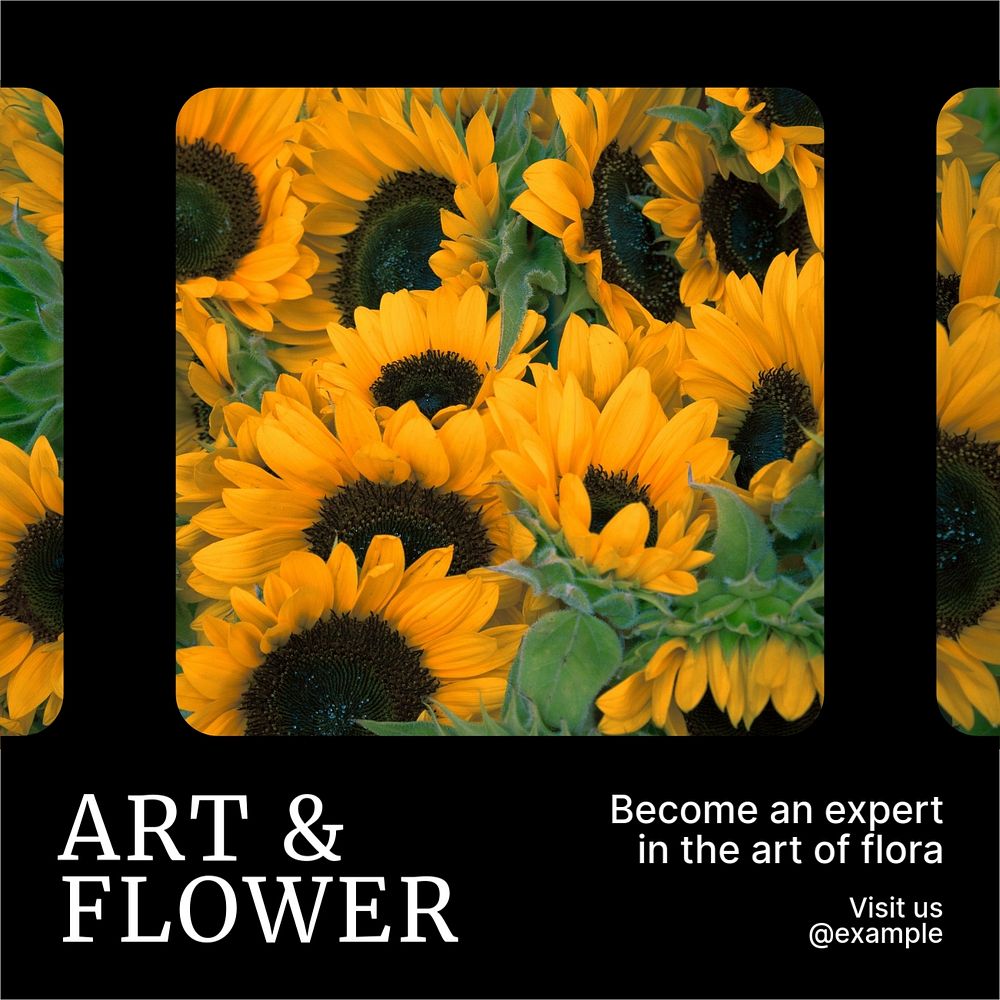 Art & flower Instagram post template, editable text