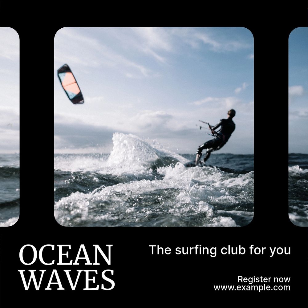 Ocean waves Instagram post template, editable text