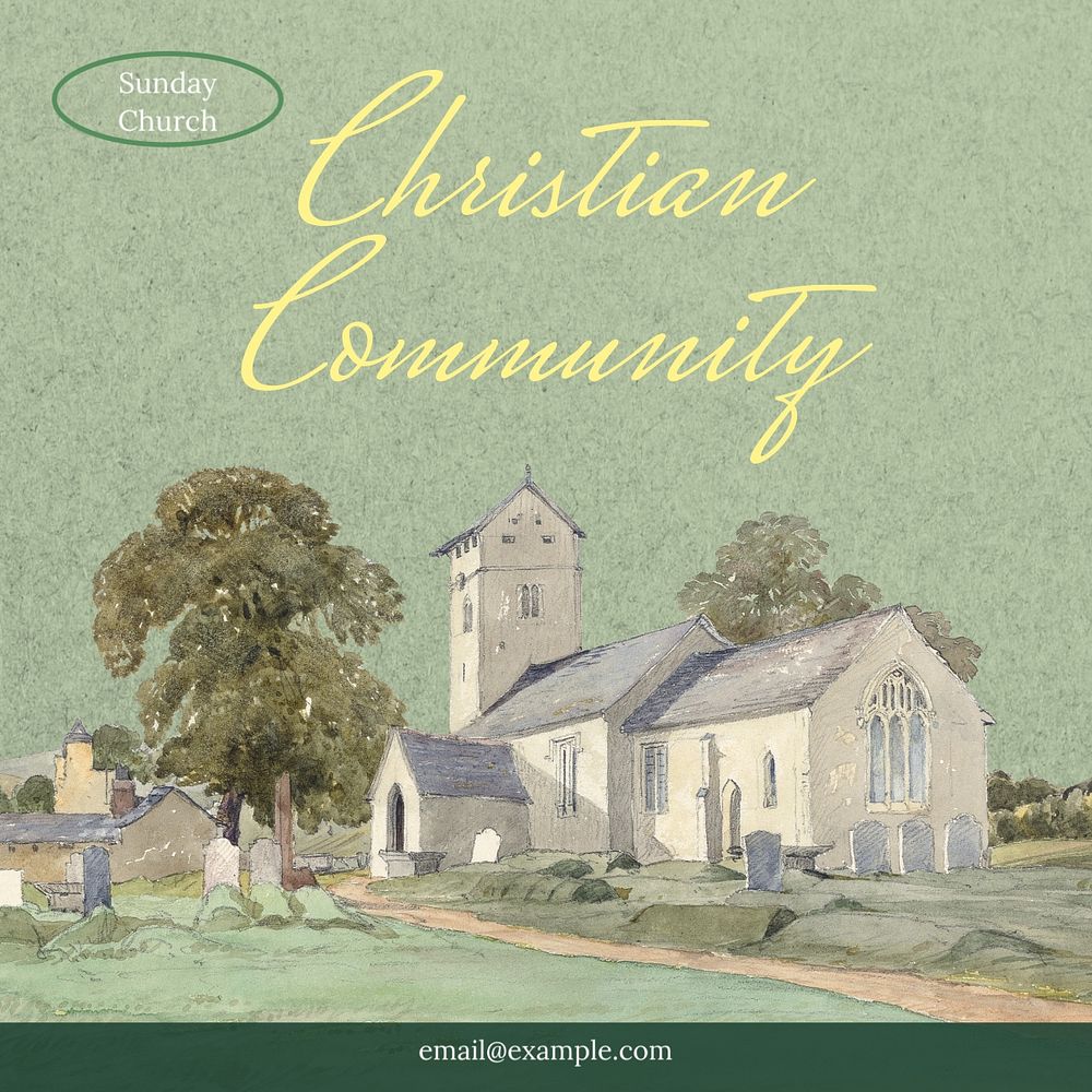 Christian community Instagram post template, editable text