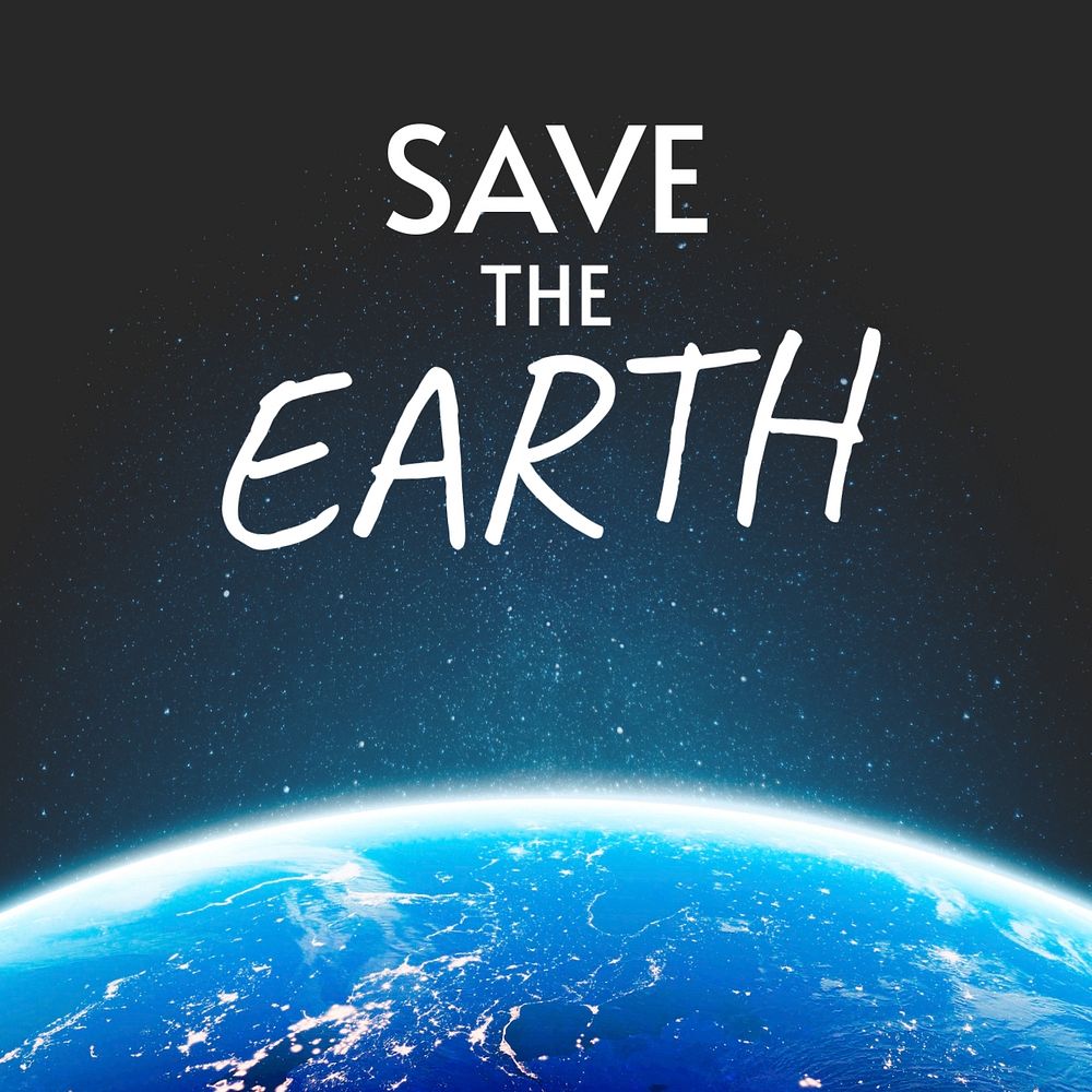 Save the earth Instagram post template, editable text